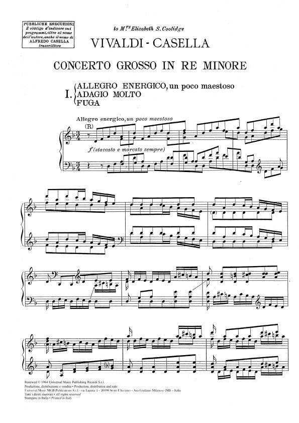 Concerto Grosso In Re - Da 'L'Estro Armonico' 11 - pro klavír
